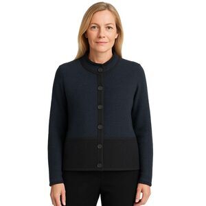 Karl Lagerfeld Paris size M blue black sweater cardigan wool blend